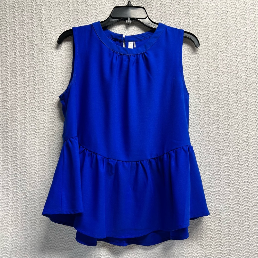 glam / royal blue sleeveless peplum blouse size small